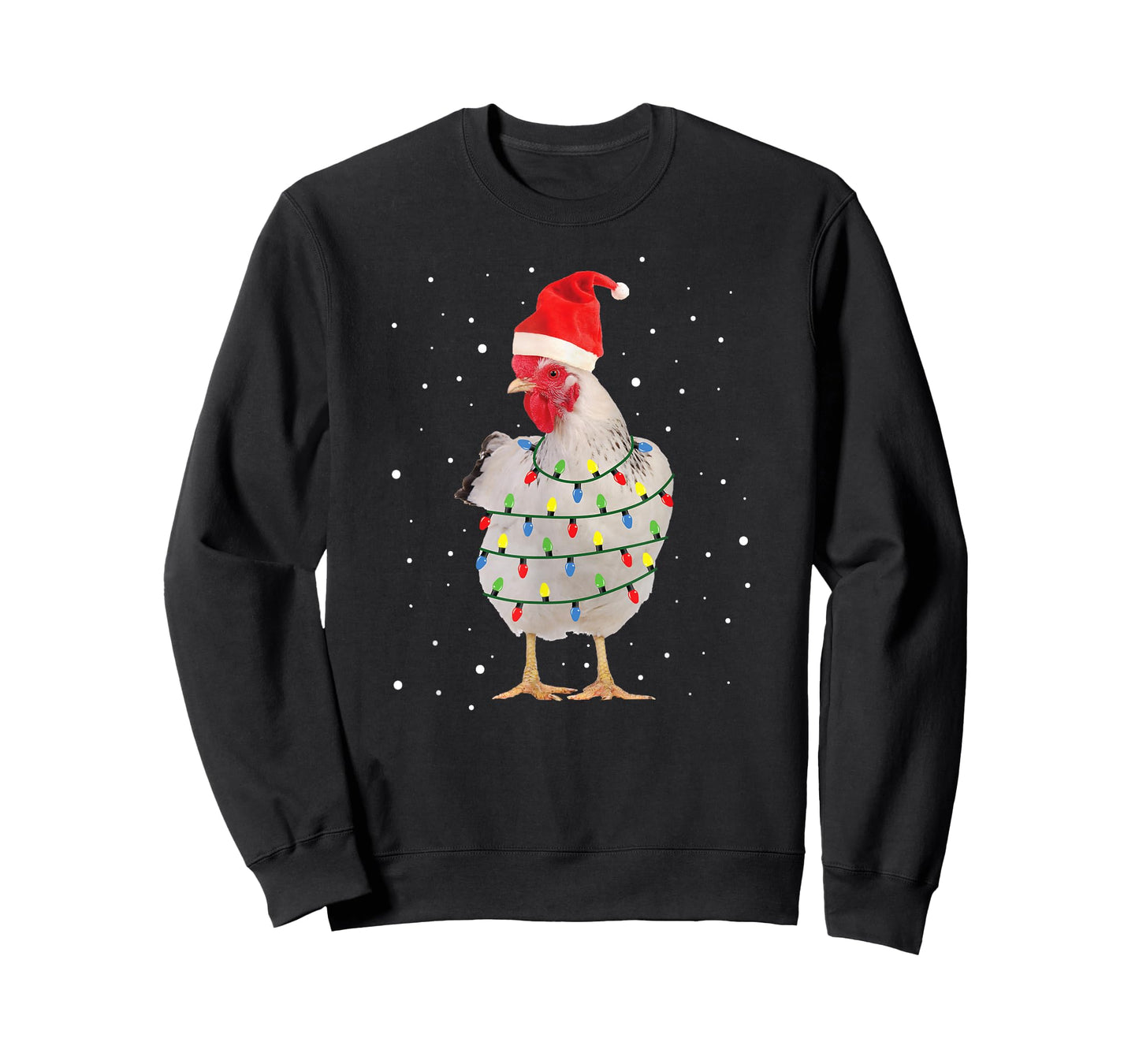 Chicken Christmas Chicken Santa Hat Lights T-Shirt