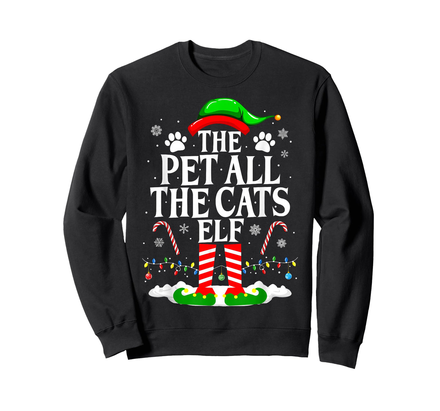 The Pet All The Cats Elf Xmas Funny Cat lover Christmas T-Shirt
