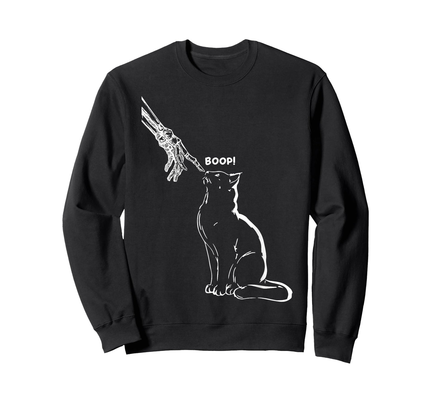 Black Cat Skeleton Hand Boop Halloween Pet Women Girls Kids T-Shirt
