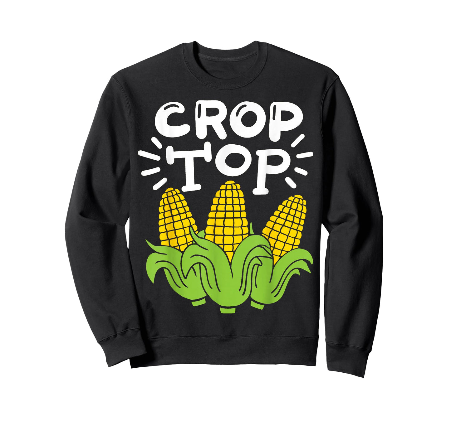 Corn Farm Farmer Co. Women's Black Cartoon Crop Top T-Shirt