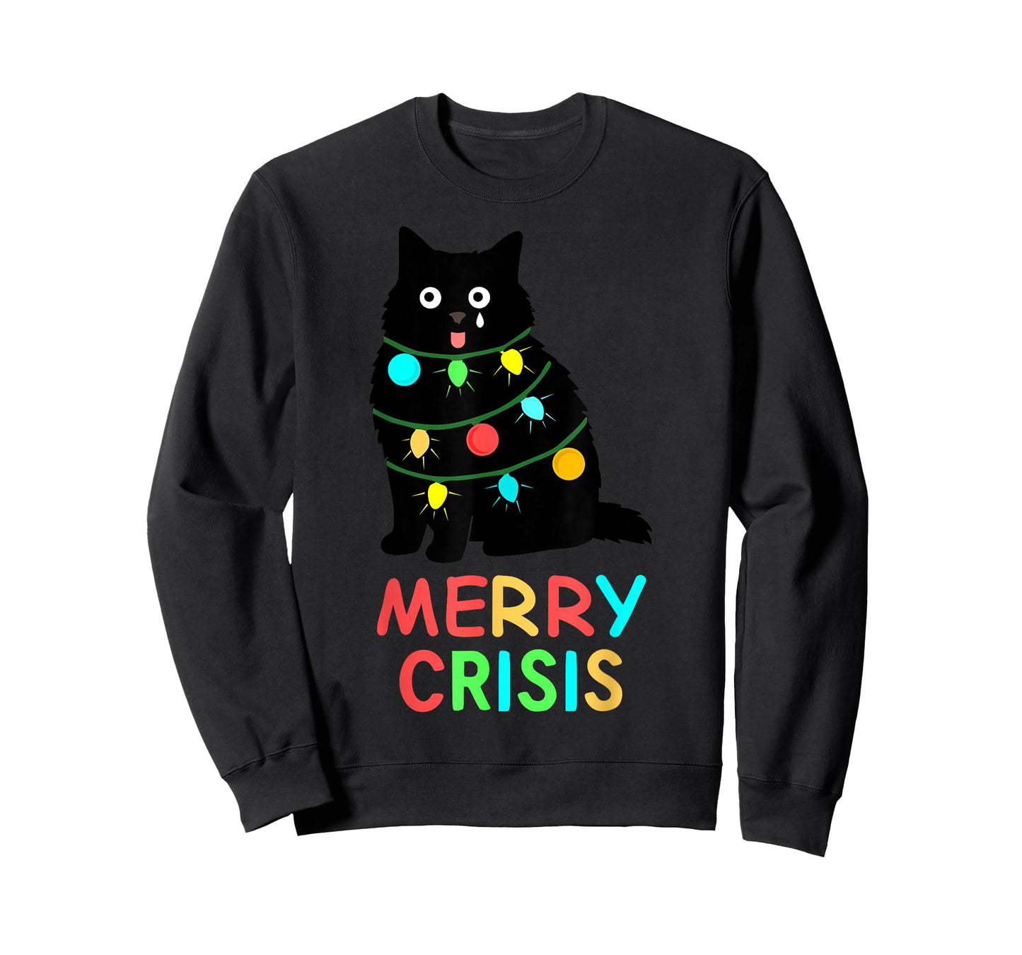 Cute Merry Crisis Cat Funny Ugly Christmas Holiday T-Shirt