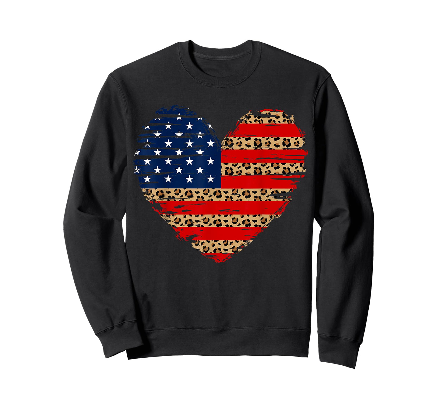 American Flag Heart 4th of July Leopard Print USA Patriotic T-Shirt