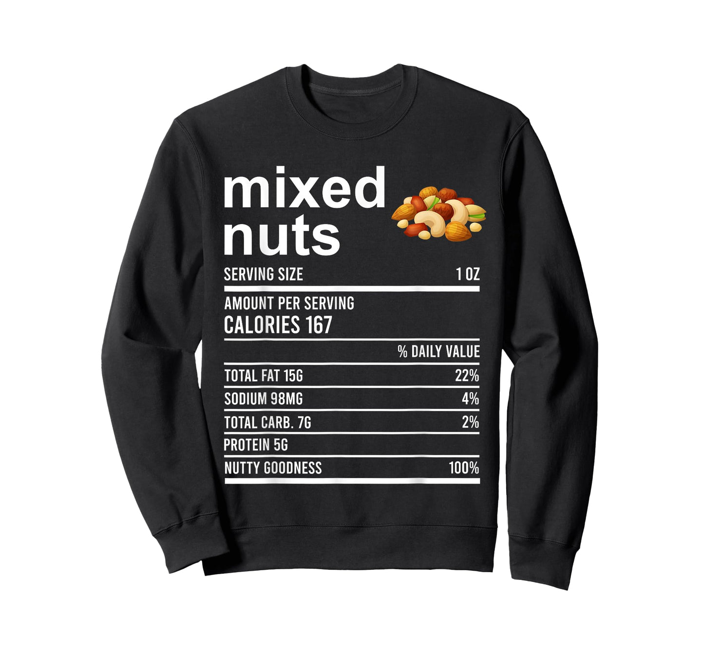 Funny Thanksgiving Food Apparel, Mixed Nuts Nutrition Fact T-Shirt