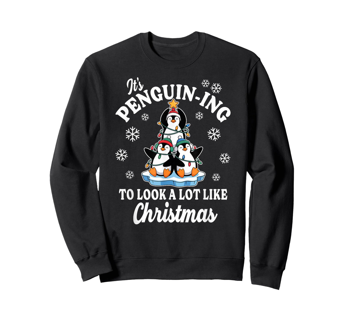 Penguin-ing Christmas Tree on Ice Cute Holiday T-Shirt