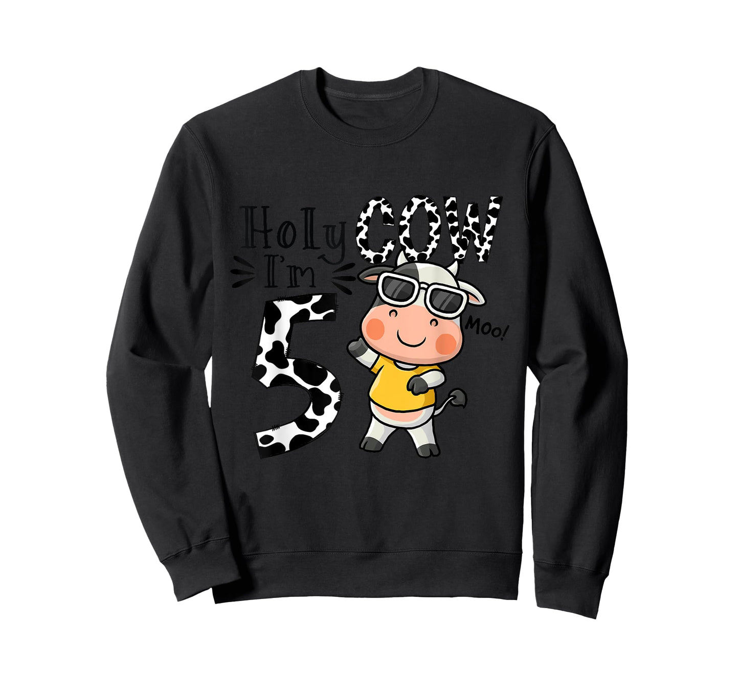 Cute 5th Cow Farm Animals Bday Holy Cow I'm 5 Birthday Boy T-Shirt