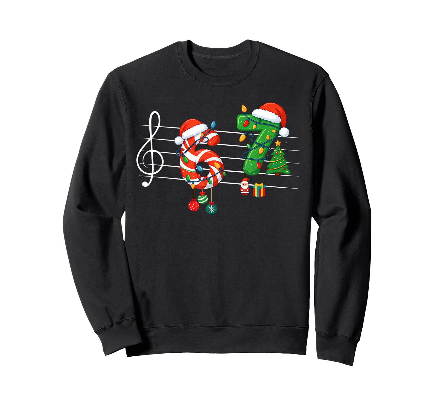 Funny 6 7 Music Teacher 67 Meme Six Seven Christmas Holiday T-Shirt