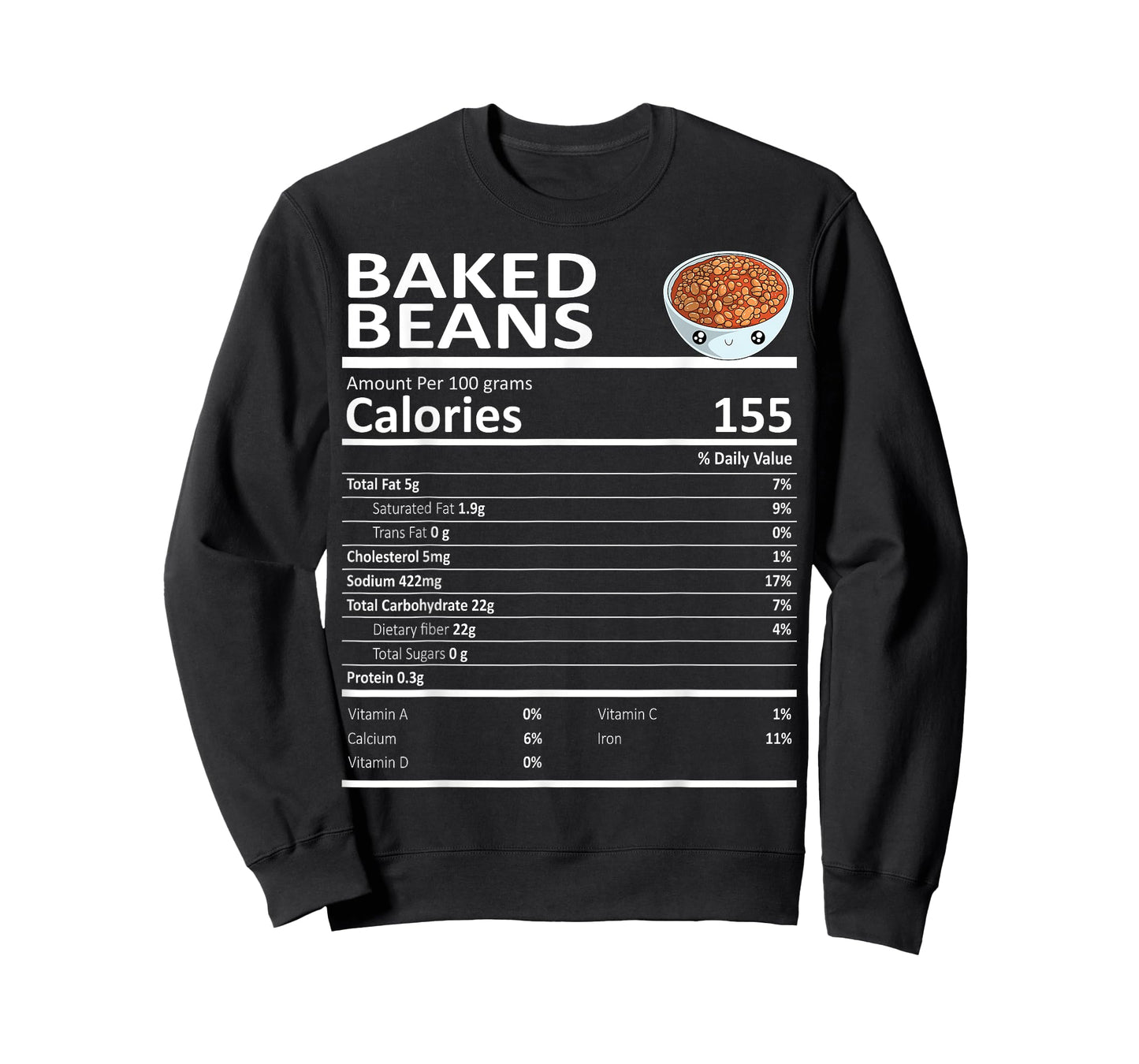 Baked Beans Nutritional Facts Thanksgiving X-Mas Gift Food T-Shirt