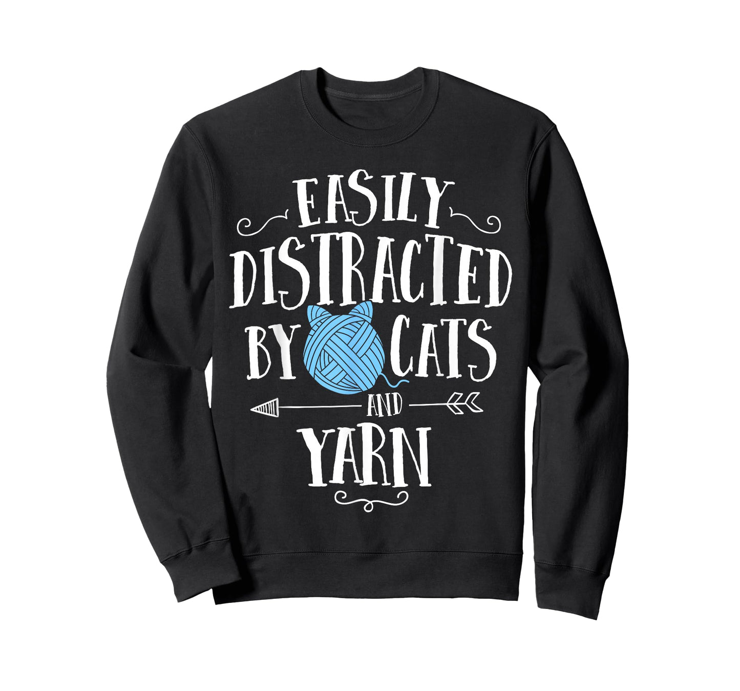 Easily Distracted By Cats And Yarn Knitting Yarn Crochet T-Shirt