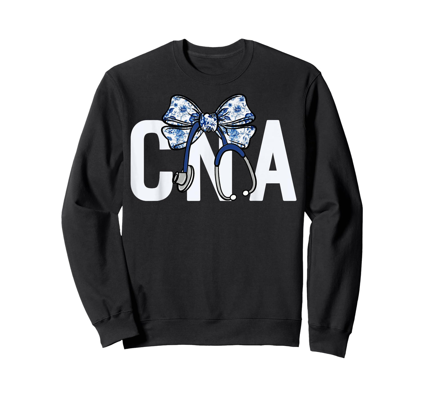 CNA Coquette Bow Nurse Stethoscope Nursing Floral Blue Women T-Shirt