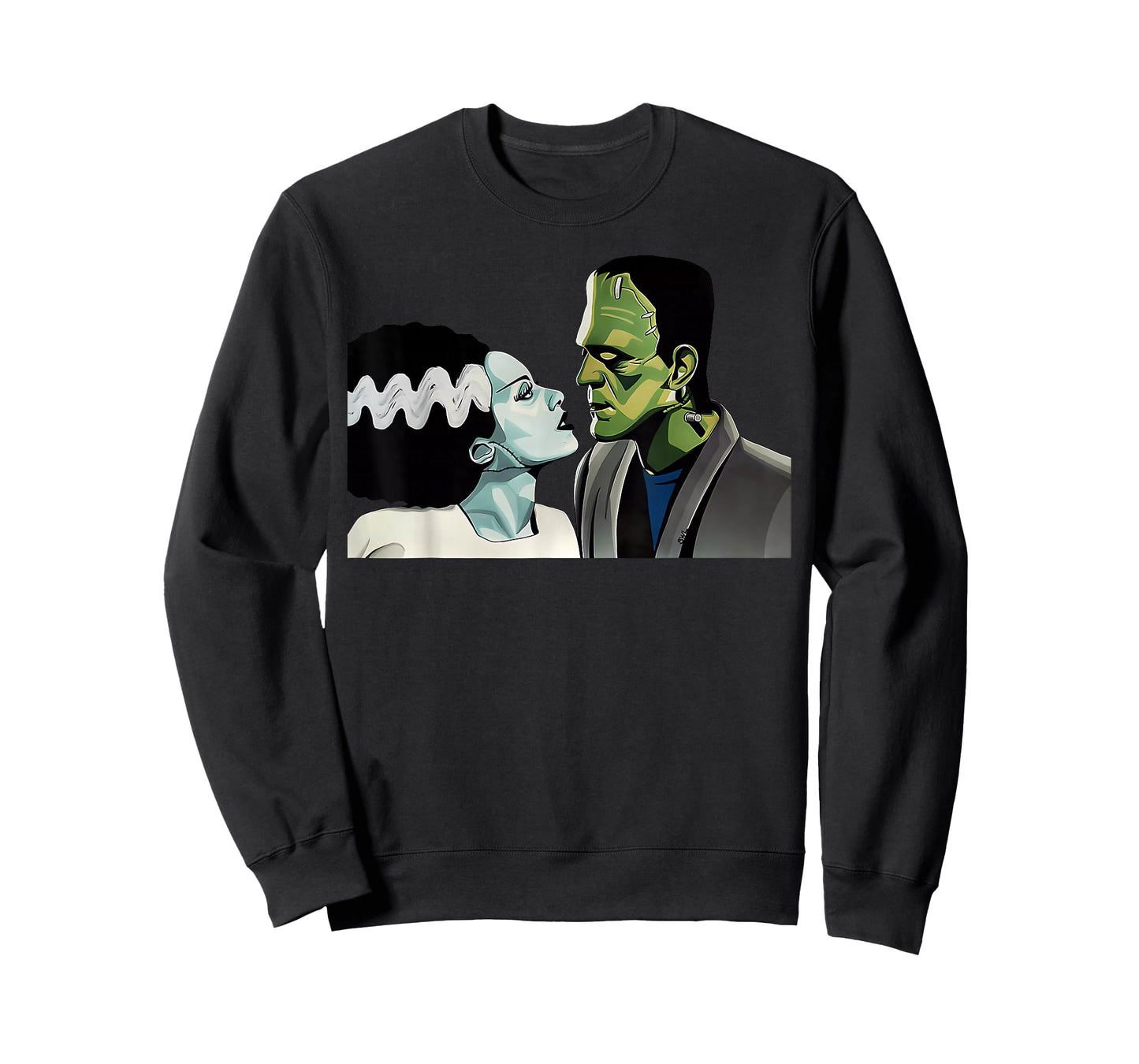 Funny Frankenstein Monster And Bride Halloween Romantic Kiss T-Shirt