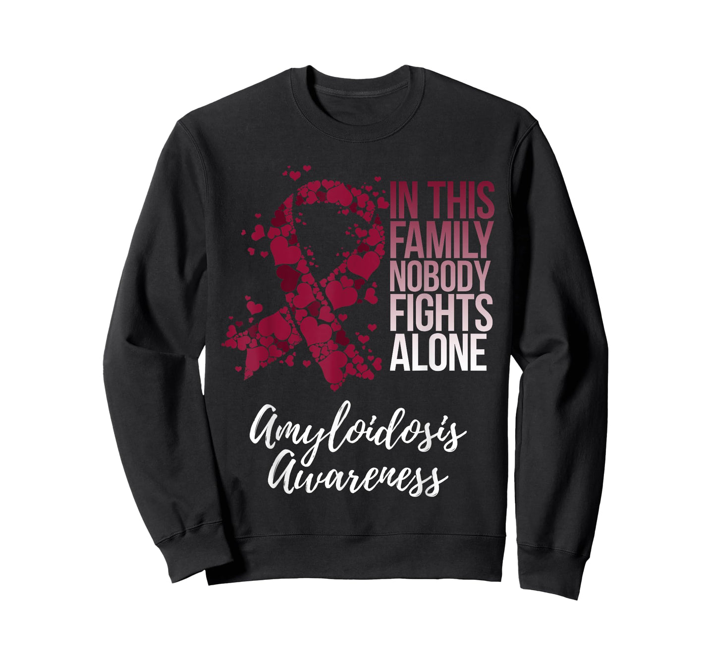 Amyloidosis Awareness Products Family Support Awareness T-Shirt - Unisex Adults - Black - Short Sleeve - Small - Classic Fit - Polyester