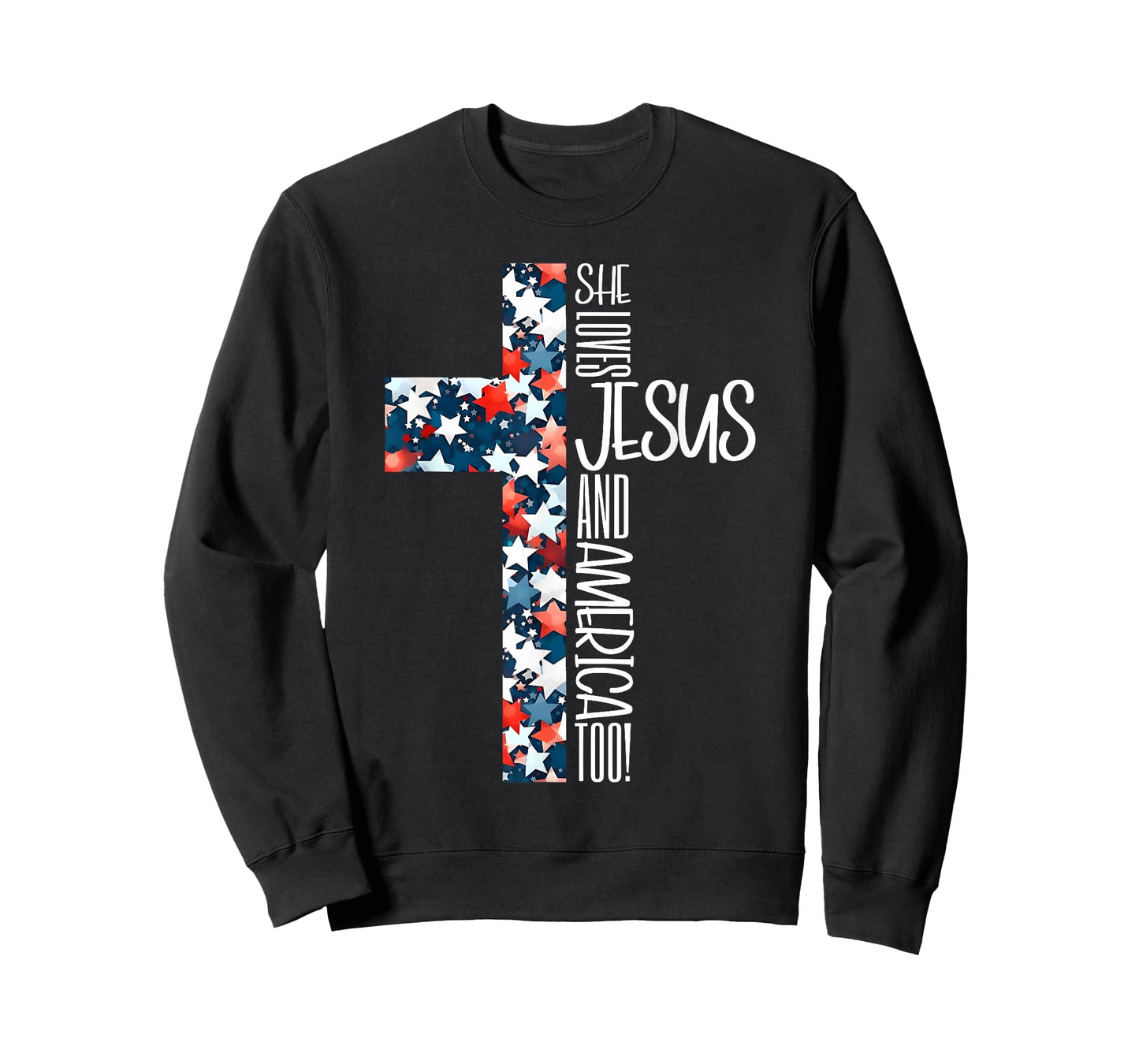 She Loves Jesus & America Too Christian American 4th of July T-Shirt