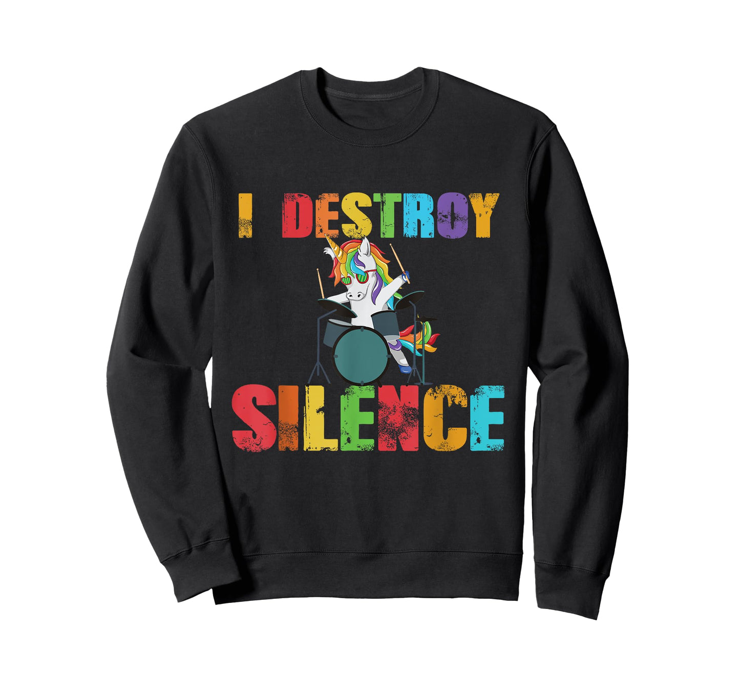 I Destroy Silence - Funny Unicorn Drummer - Drum Kit Gift T-Shirt