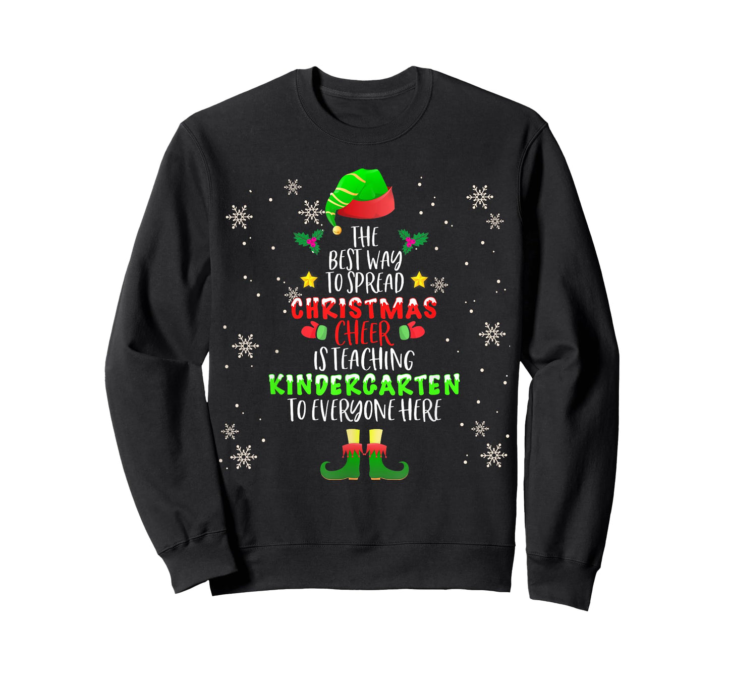 Christmas Cheer Is Teaching Kindergarten Santa Elf Teacher Men Women Kids T-Shirt