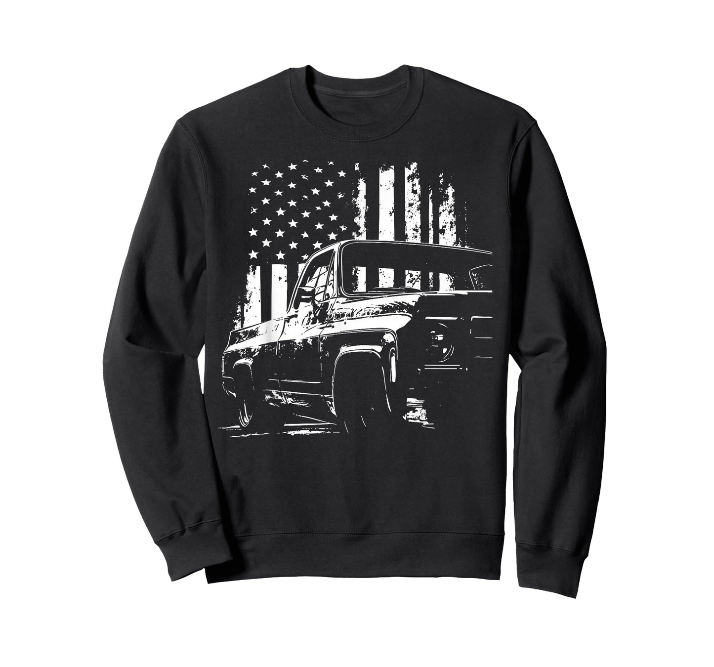 1970's Silverado C10 Silhouette Sqaurebody Roundeye USA Flag T-Shirt