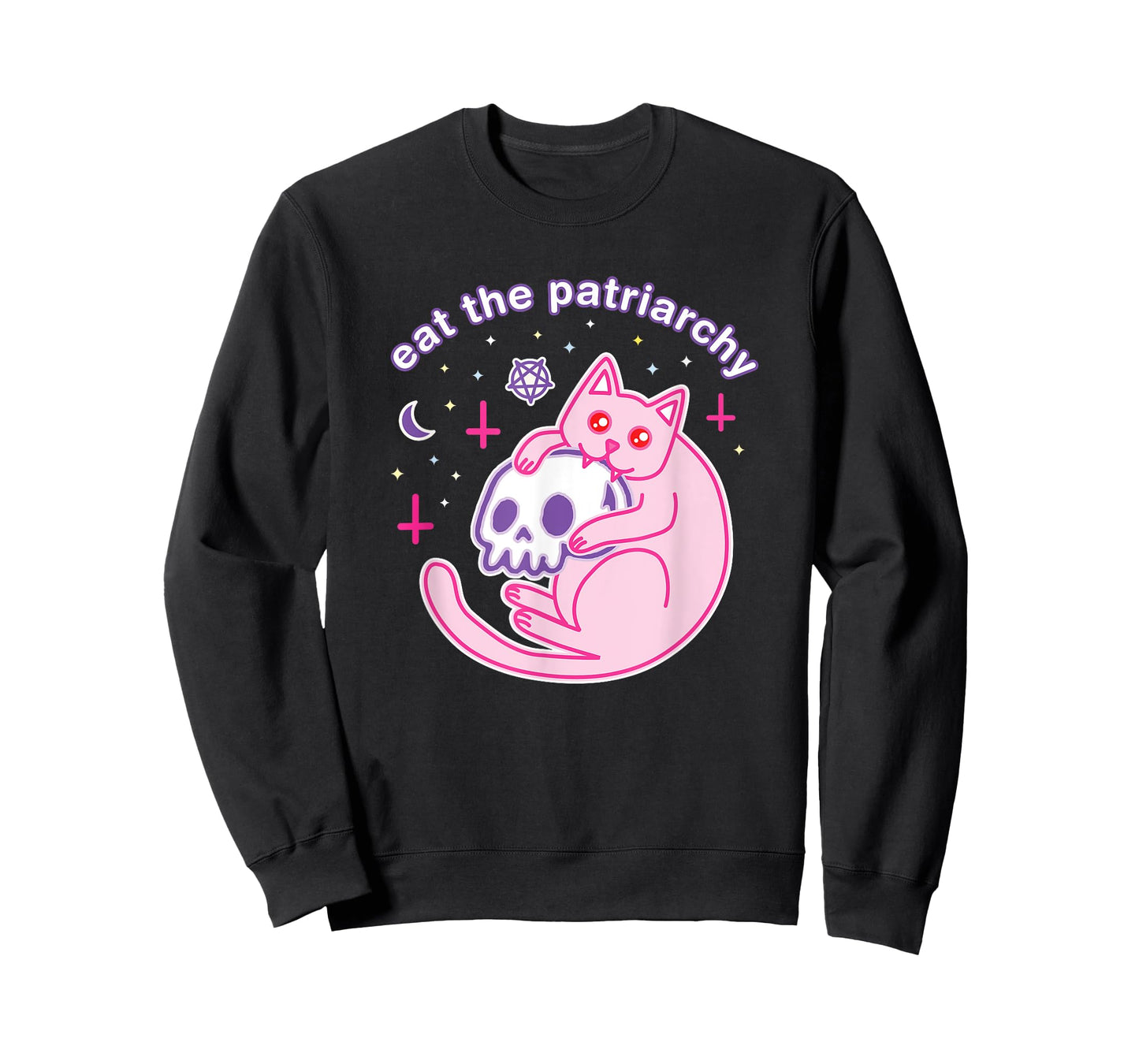 Feminist Witch Kawaii Pastel Goth Cat Eat the Patriarchy Men Women T-Shirt