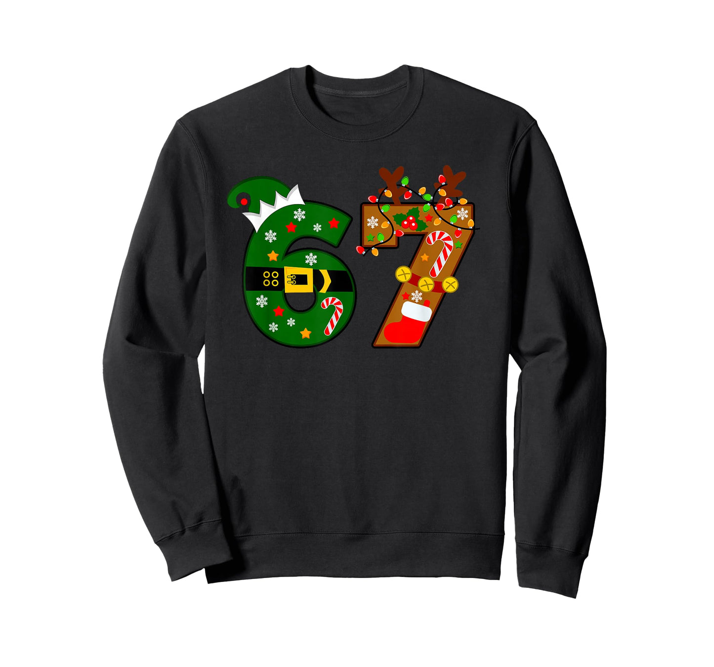 Funny Christmas 67 Meme Inspired Santa Reindeer Number 67 T-Shirt