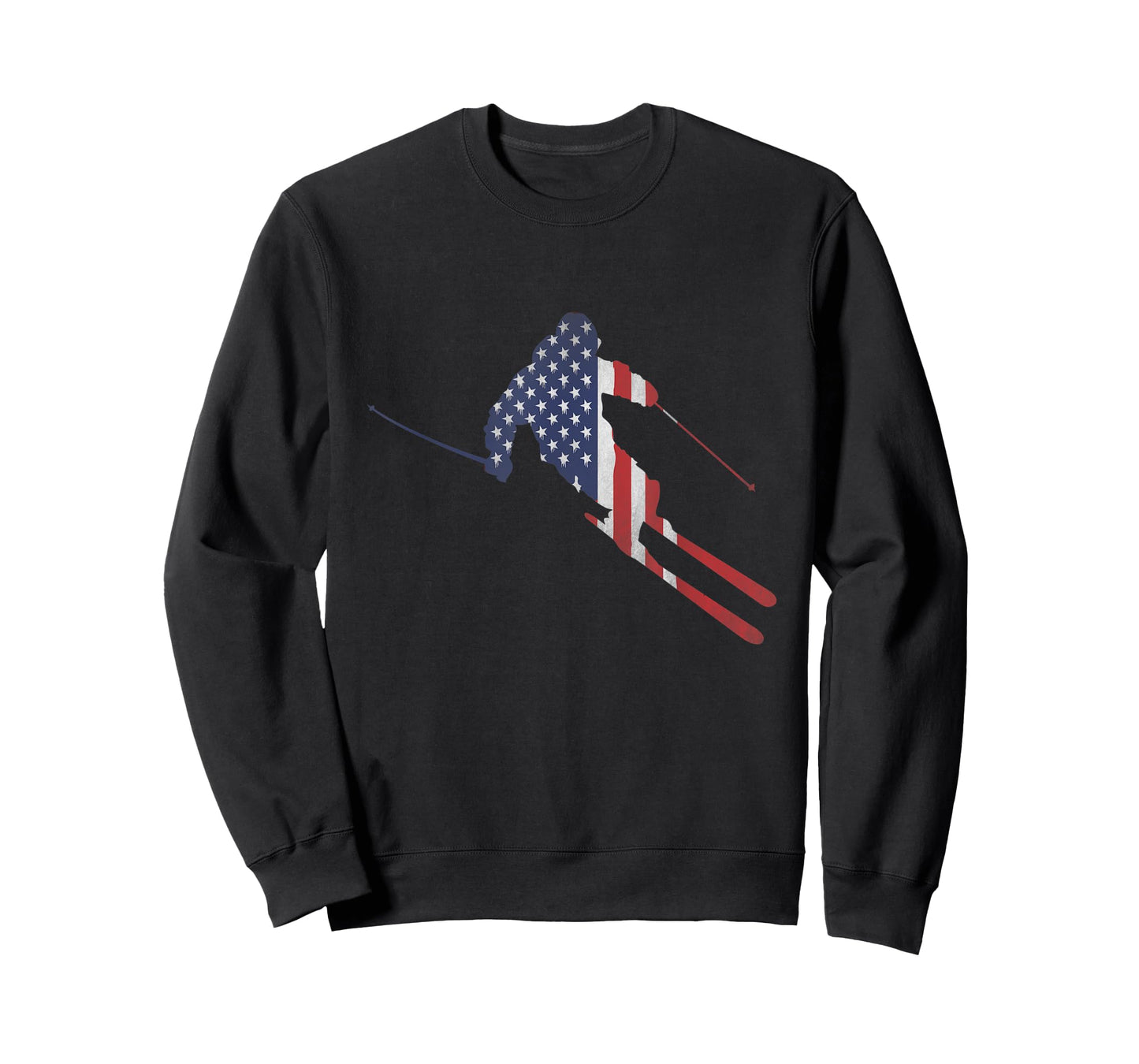 American Flag Skiing Outfit for US Skiers & Ski Run Winter T-Shirt for Women Kids Men