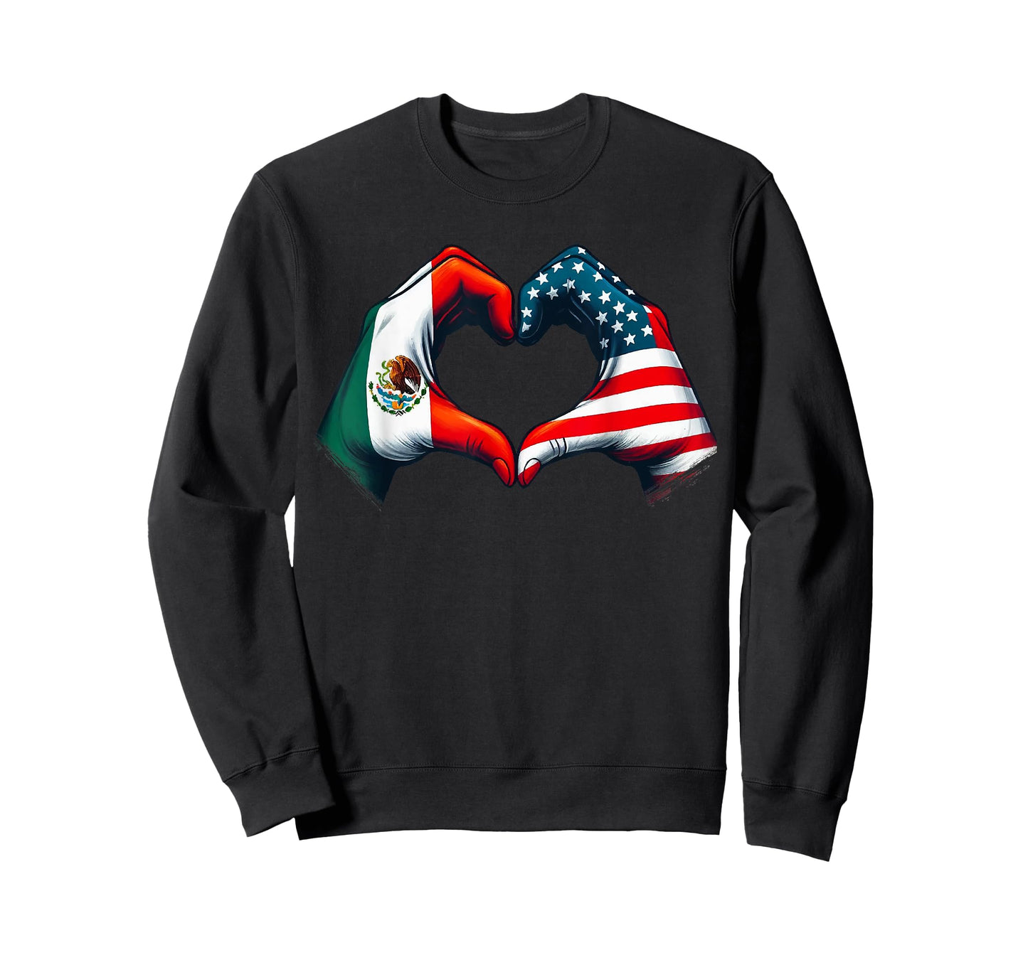Vintage Mexican American Flag Heart Hands Love Mexico USA T-Shirt