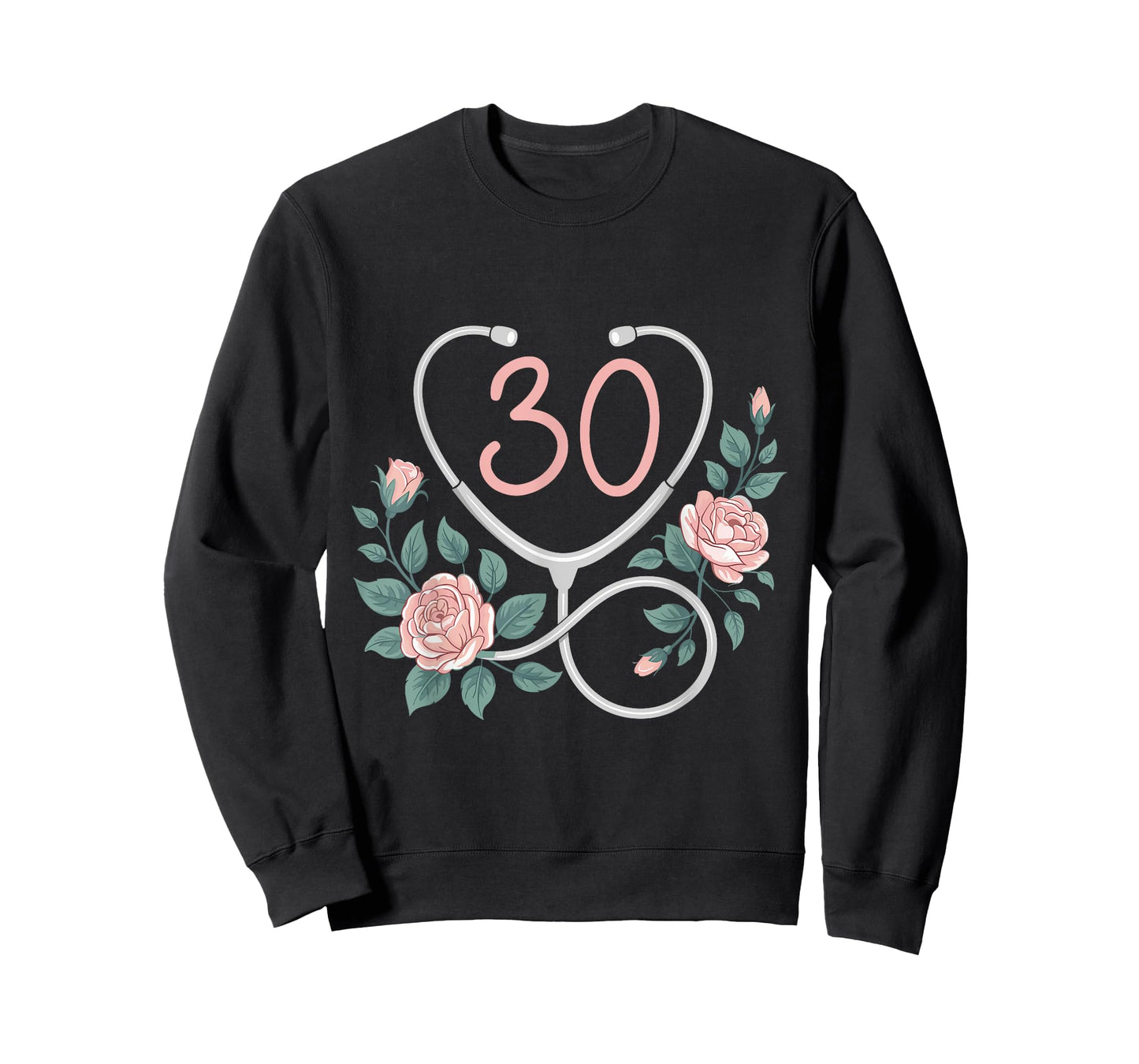 30th Birthday Nurse Stethoscope Cute Floral 30 Years Old T-Shirt
