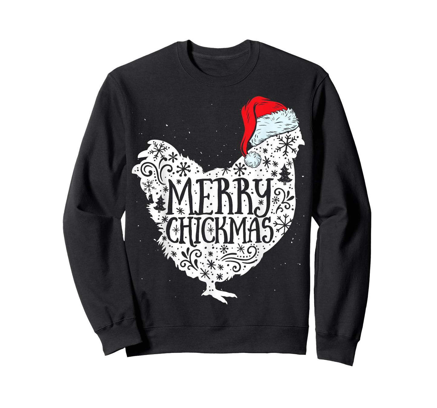 Chicken Christmas Merry Chickmas Santa Claus Hat Funny Xmas T-Shirt