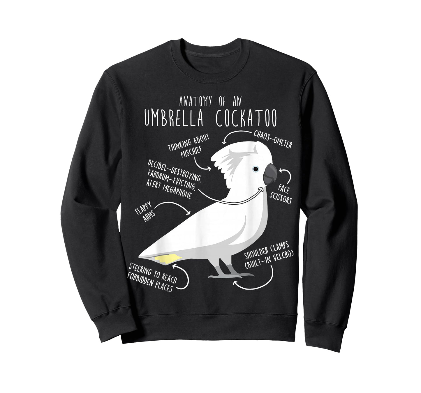 Umbrella Cockatoo Parrot Anatomy Funny Cute Pet Bird Mom Dad T-Shirt