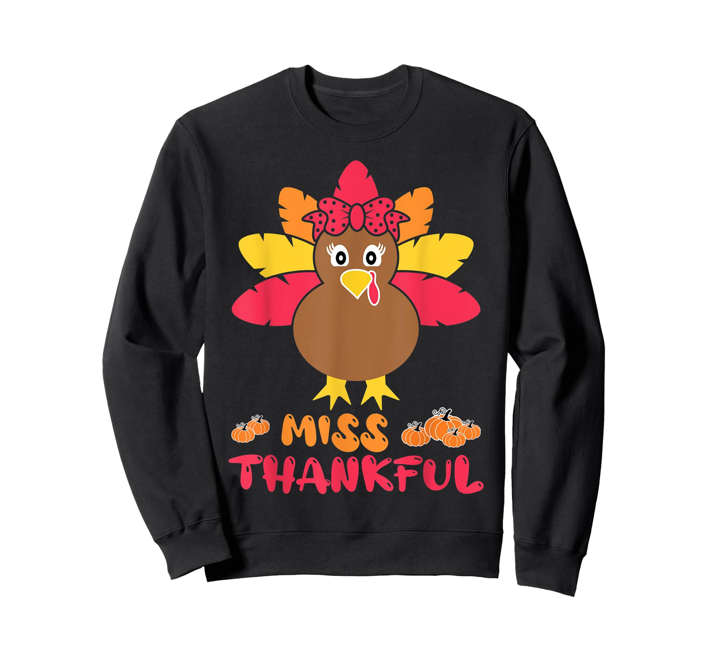 Miss Thankful Cutest Turkey In Flock Kid Thanksgiving Girl T-Shirt