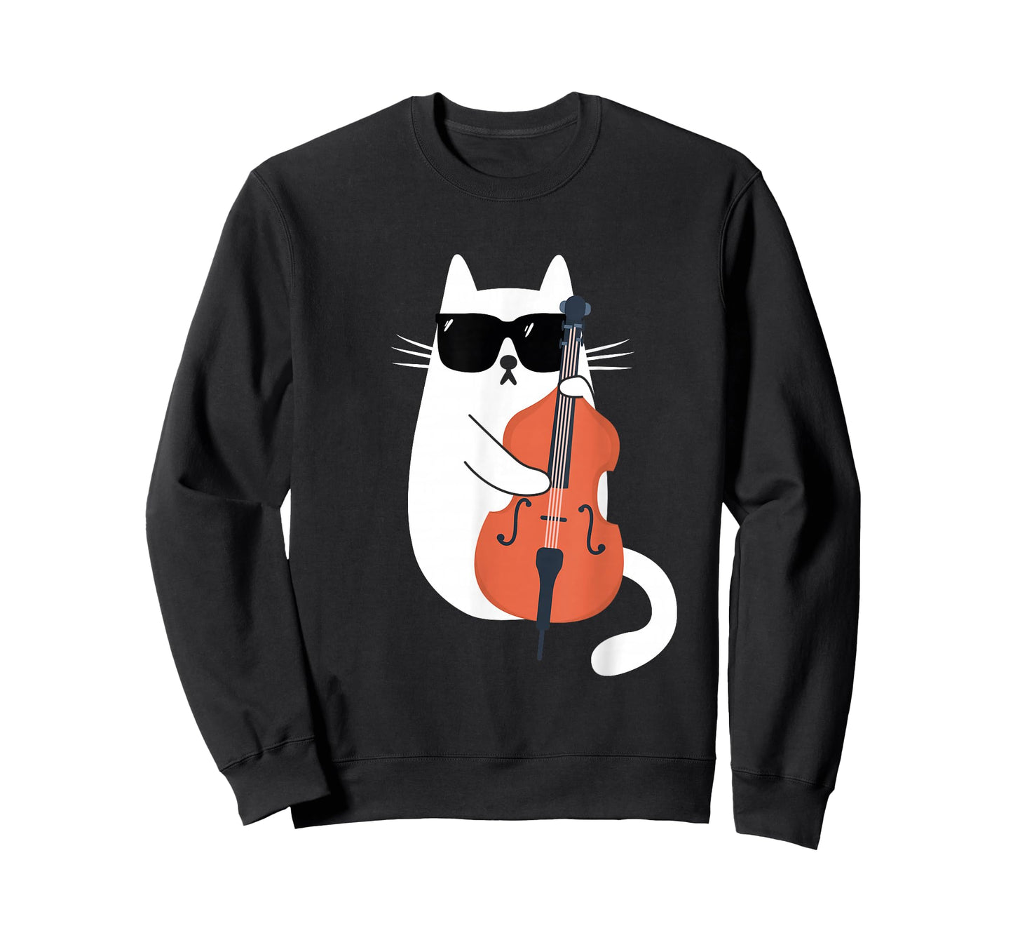 Funny Cat Wearing Sunglasses Playing Double Bass Musician T-Shirt