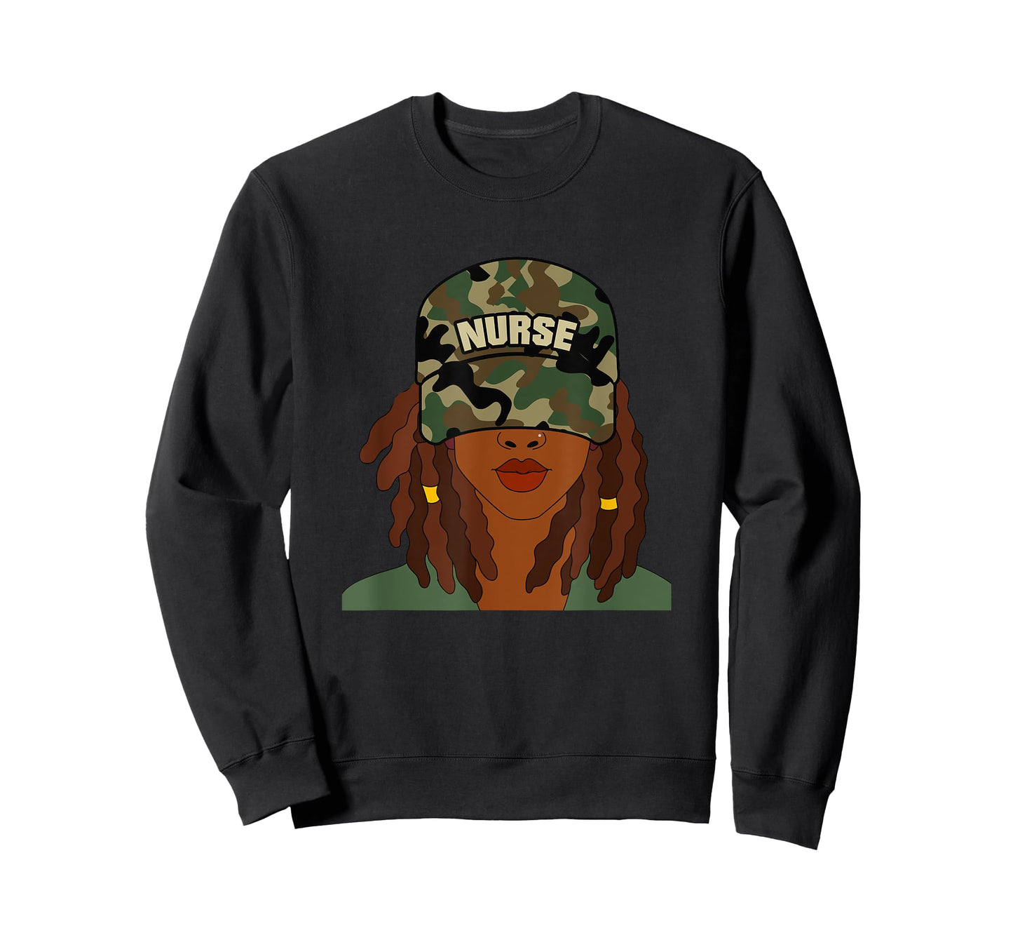 African American Nurse LPN Camo Camouflage Hat Locs T-Shirt