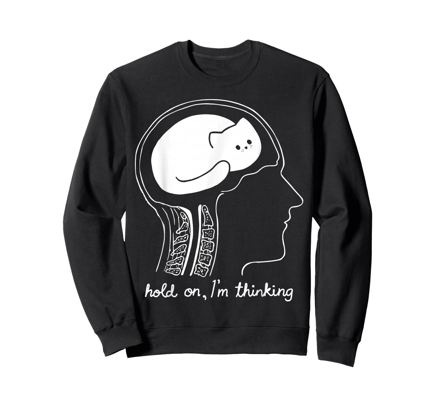 Funny Cat Brain Hold On I'm Thinking Graphic T-Shirt
