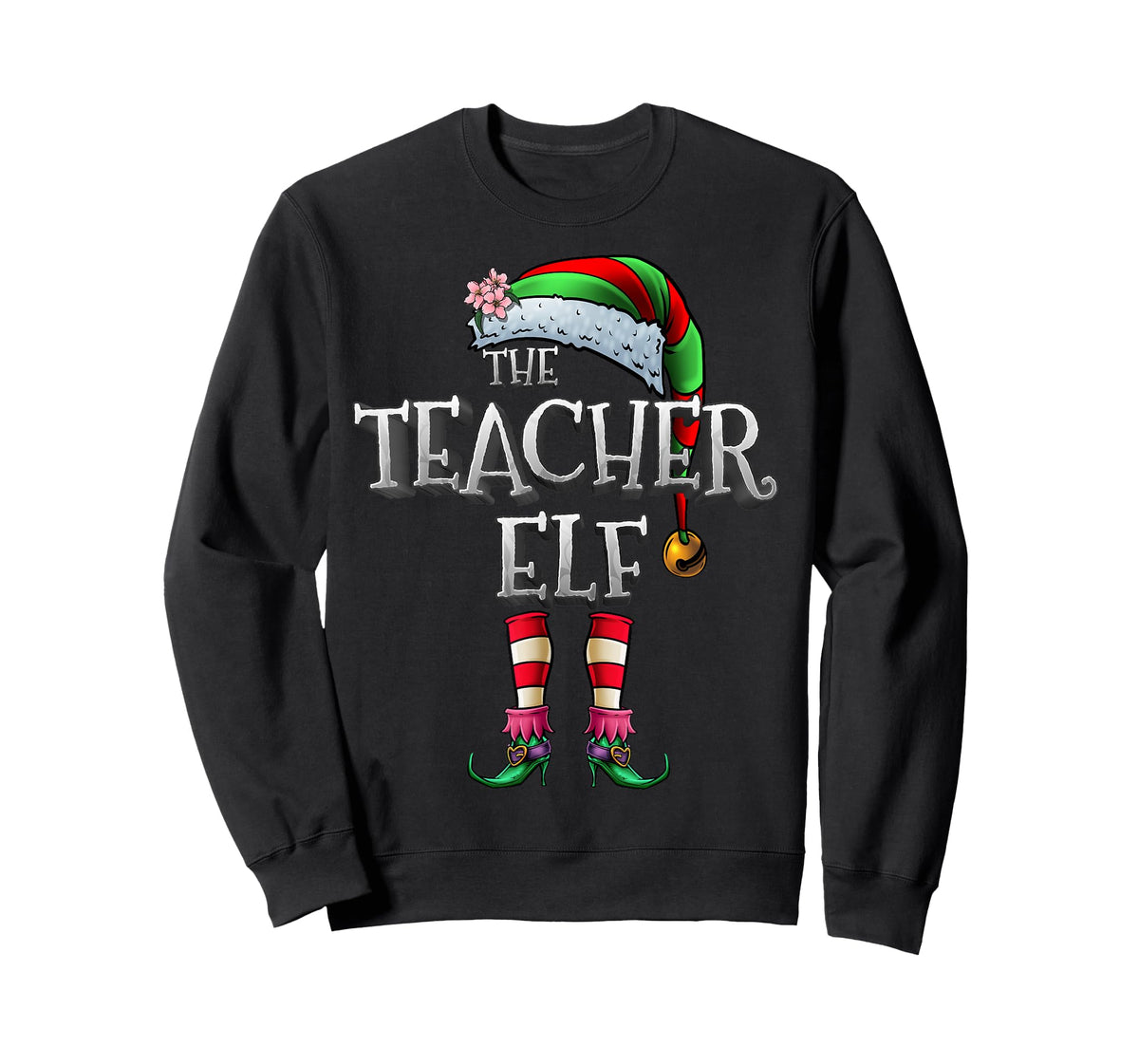 The Teacher Elf Shirt Matching Family Funny Christmas Elf Men Women Kids T-Shirt