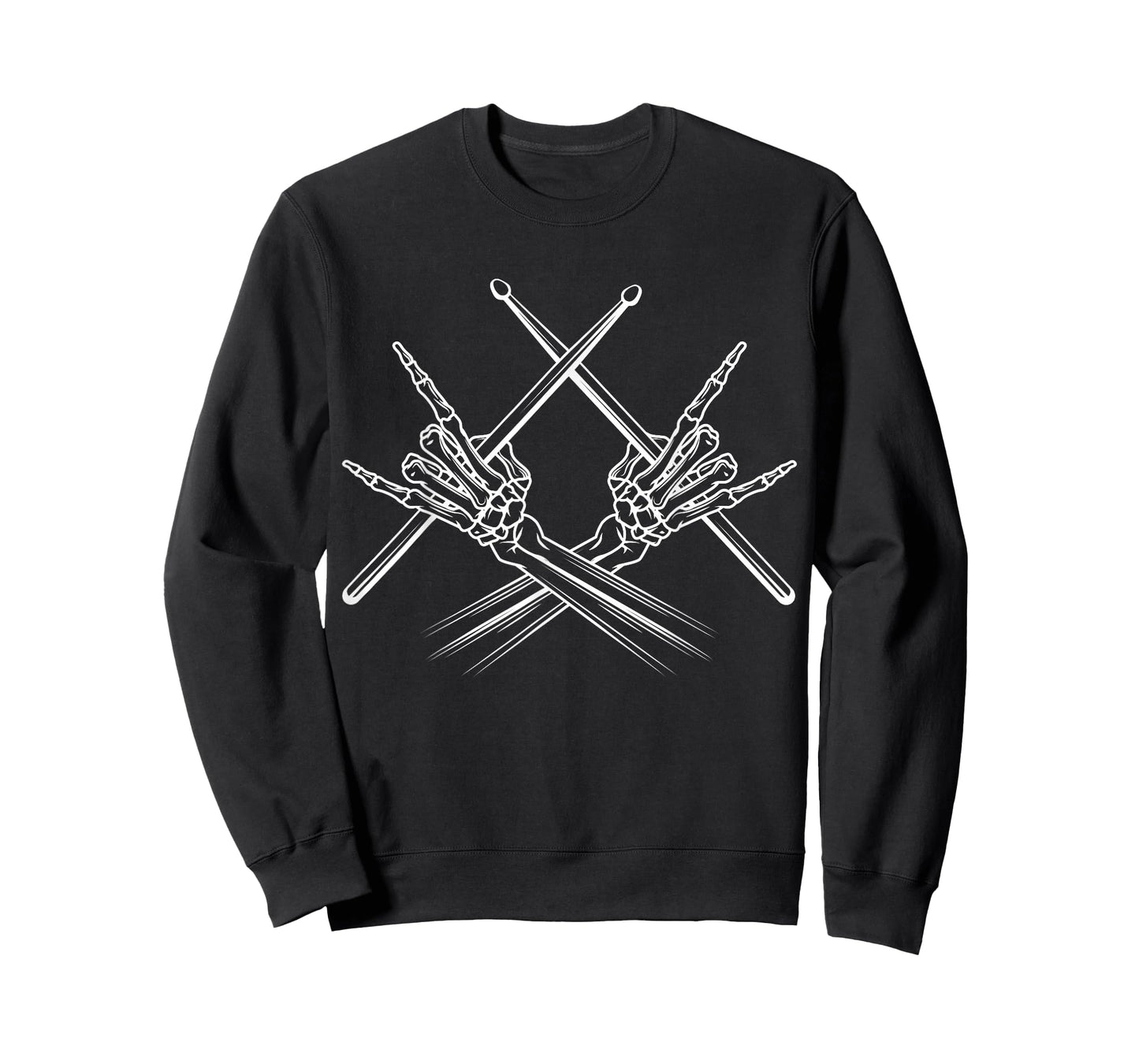 Drummer Drum Sticks Rock & Roll Skeleton Hand Horns T-Shirt