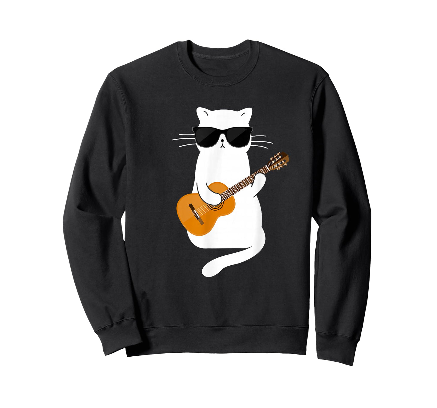 Cat Wearing Sunglasses Playing Guitar Guitarist T-Shirt Small