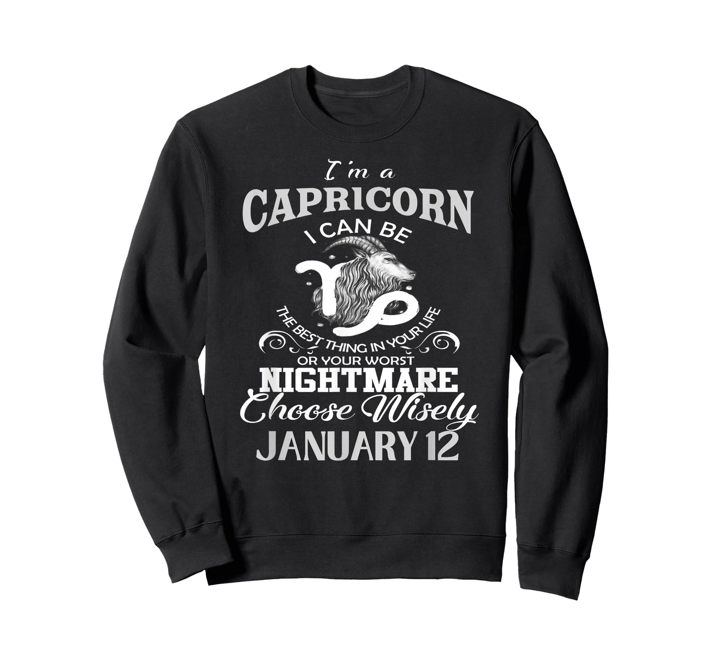 Capricorn Zodiac Sign January 12 For Men and Women Birthday T-Shirt