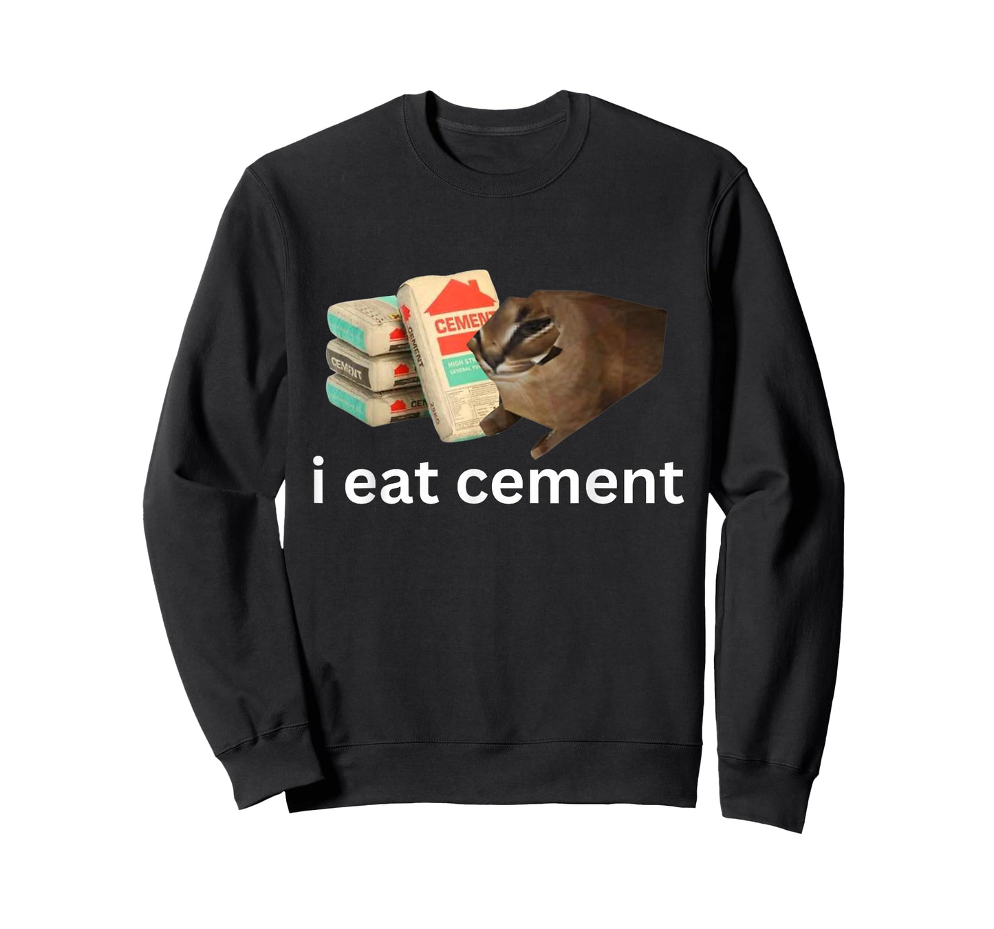 I Eat Cement Funny Cursed Cat Unhinged Meme T-Shirt