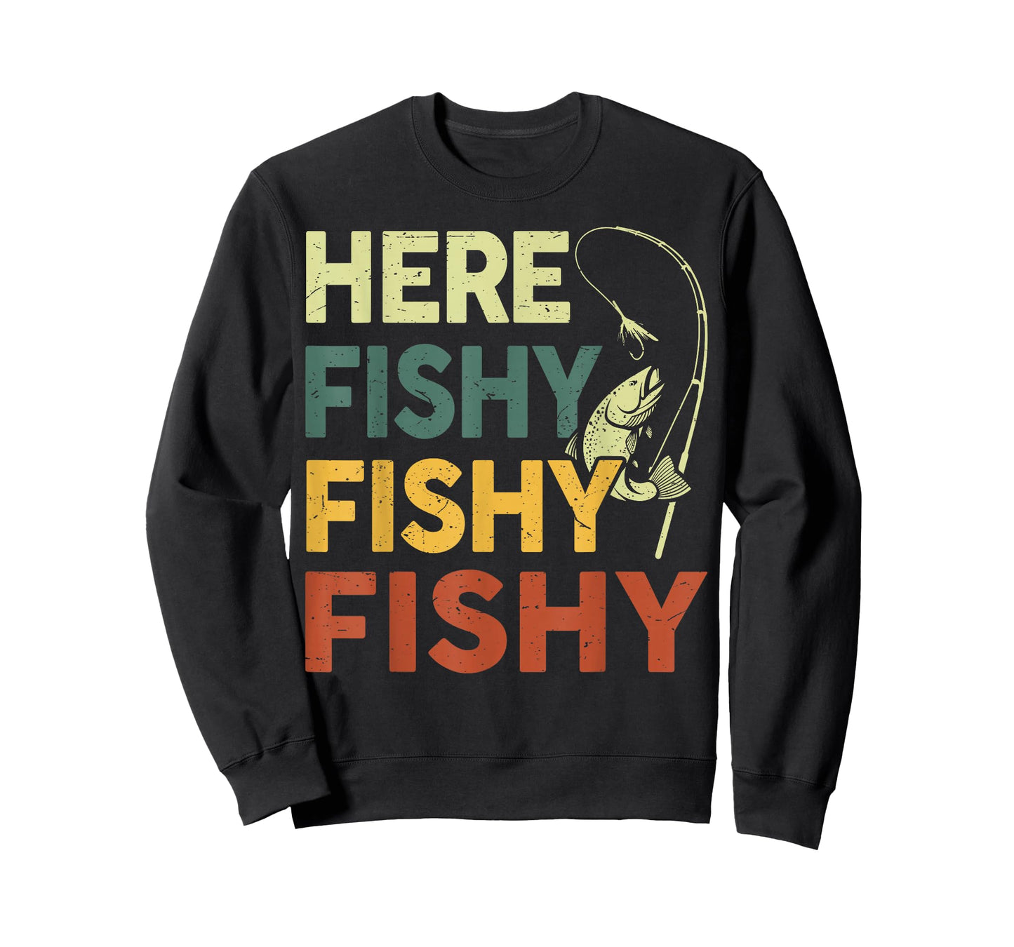Here-Fishy Fishing-Shirt Bass Fish Dad Gift Funny Fisherman T-Shirt