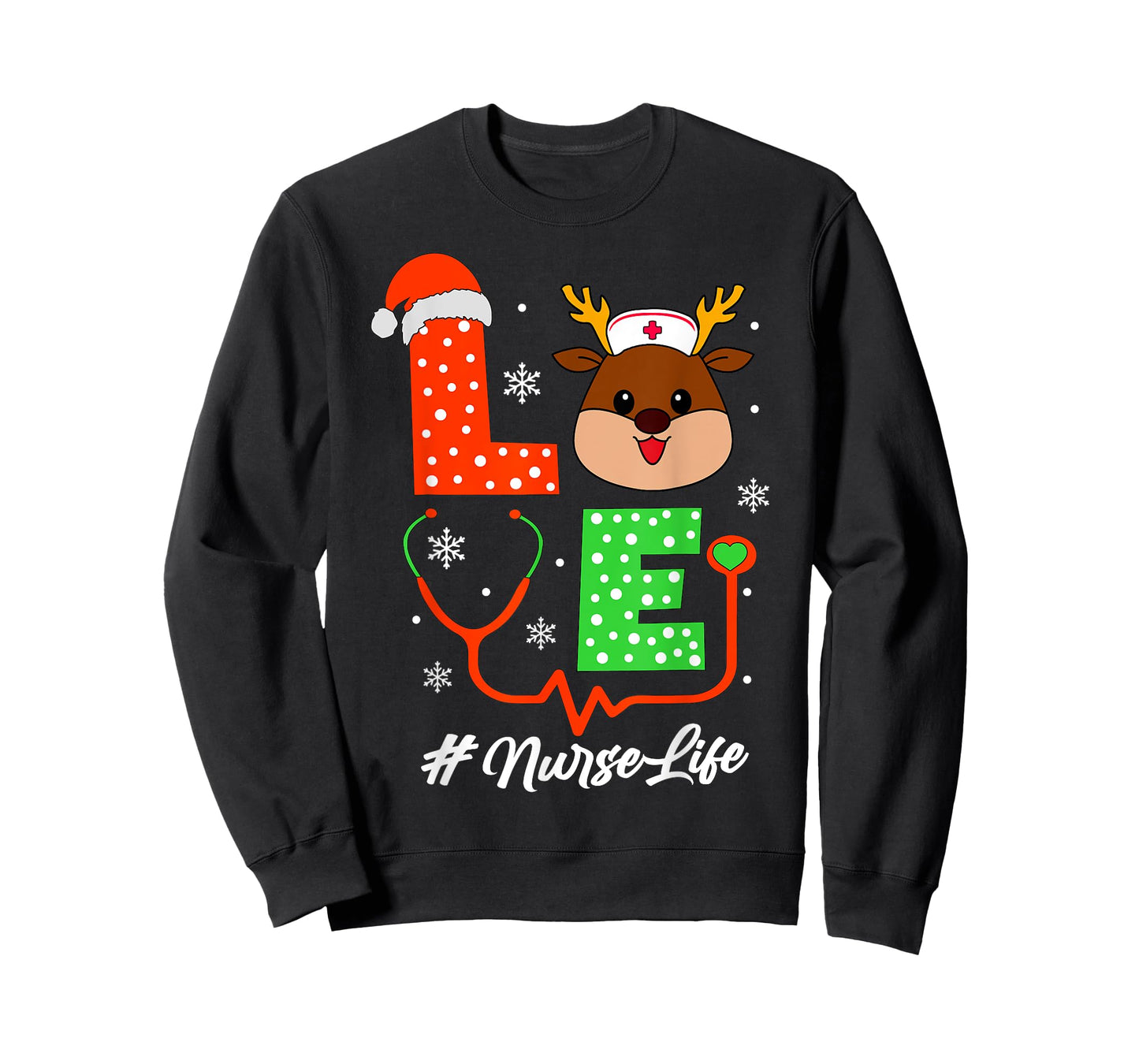 Christmas Nurse Scrub Tops For Women Love Reindeer Nurse T-Shirt