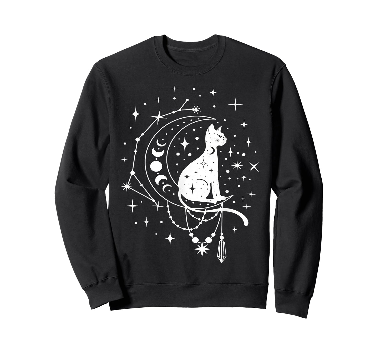 Celestial Cat, Crescent Moon, Star Constellation, Astrology T-Shirt