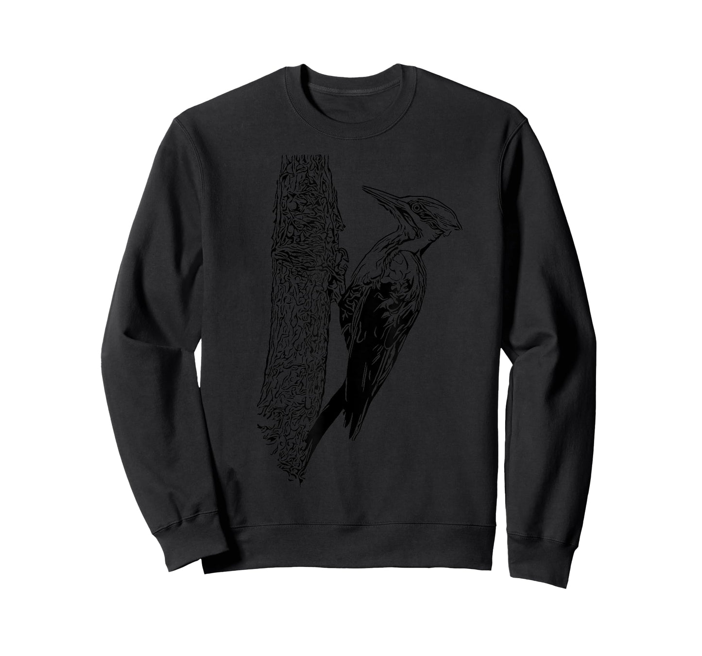 Minimalist Bird Tees Pileated Woodpecker Graphic T-Shirt - Unisex Adult - Blue, Black - Small - Crew Neck - Short Sleeve