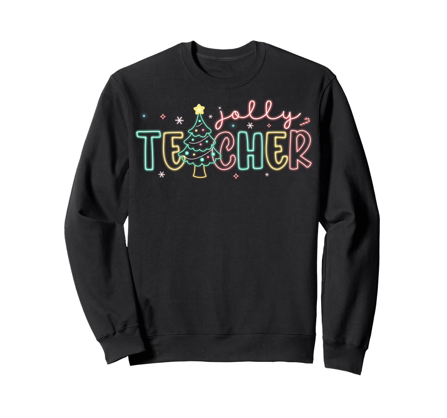 Christmas Jolly Teacher Xmas Tree Lights Student School T-Shirt