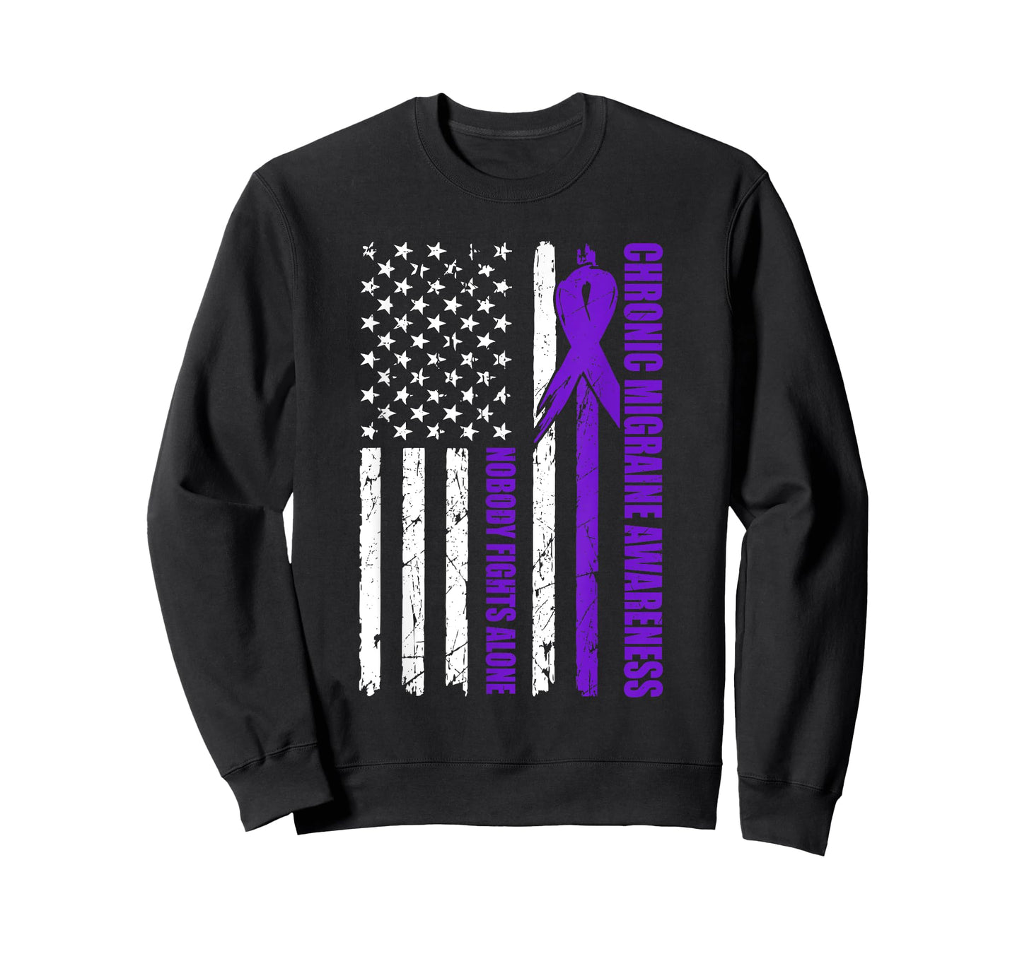 Chronic Migraine Awareness USA Flag Purple Ribbon Mens Dads T-Shirt