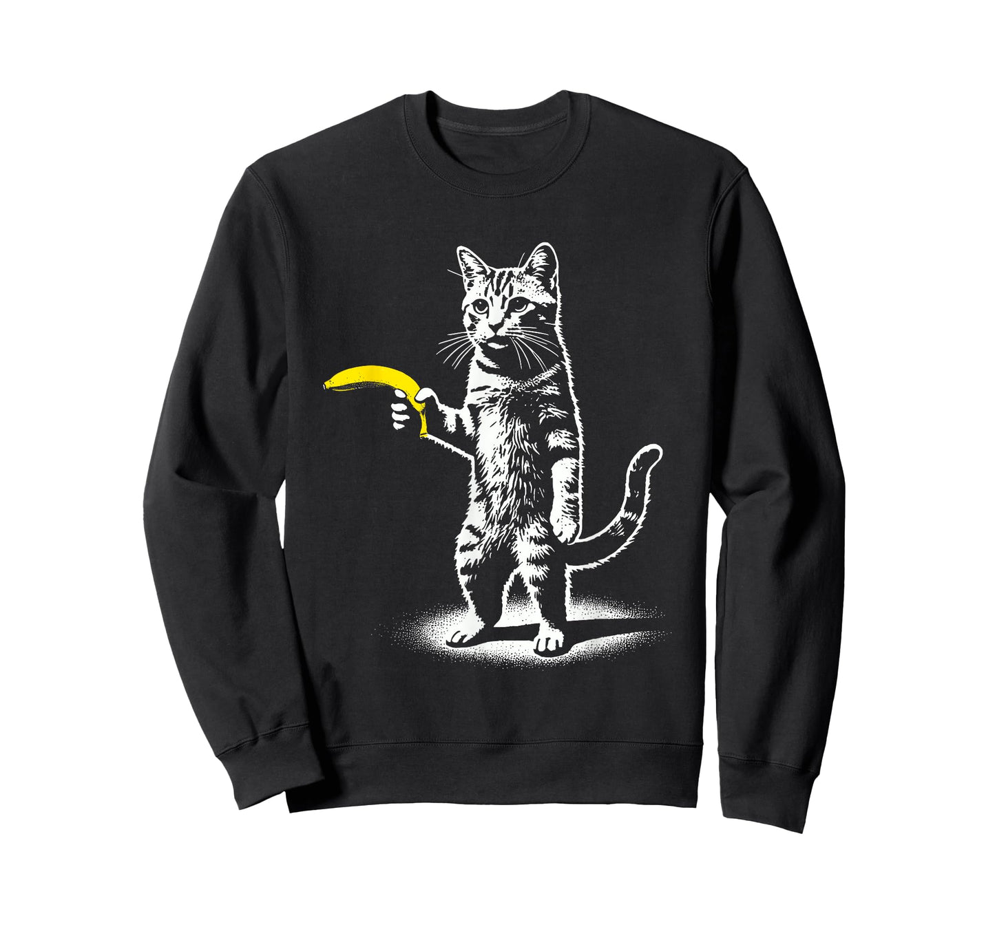 Retro Cat with Banana Meme Men Women Kids Novelty Funny Cat T-Shirt