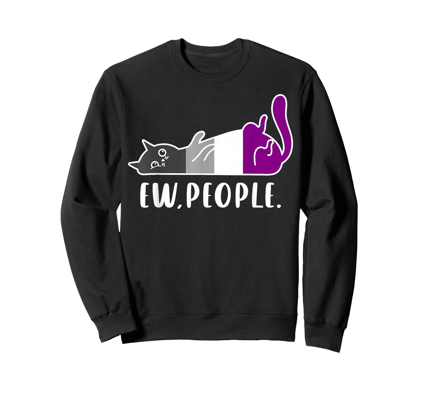 Ace Pride Lazy Cat Ew People Funny Asexual Identity Vibes T-Shirt