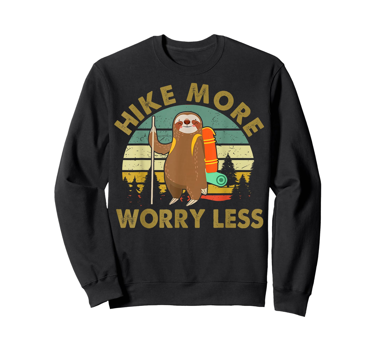 Funny Hike More Worry Less Men Women Sloth Hiking Gift Retro T-Shirt