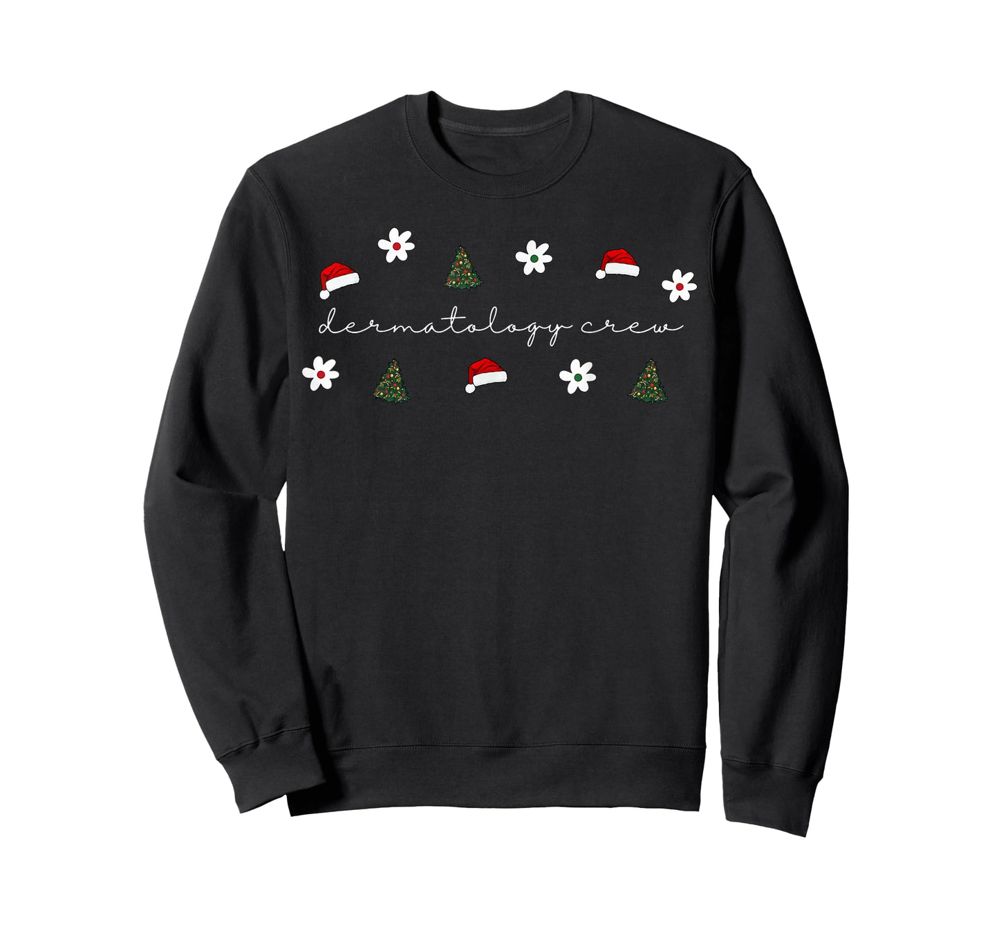 Christmas Santa Hat Dermatology Crew Nurse Daisy Flower T-Shirt