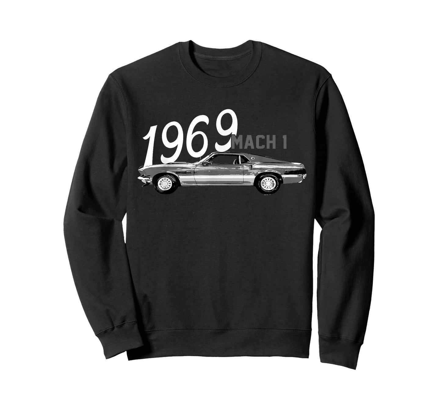 1969 69 Mach 1 Classic Vintage Old Car USA Flag T-Shirt