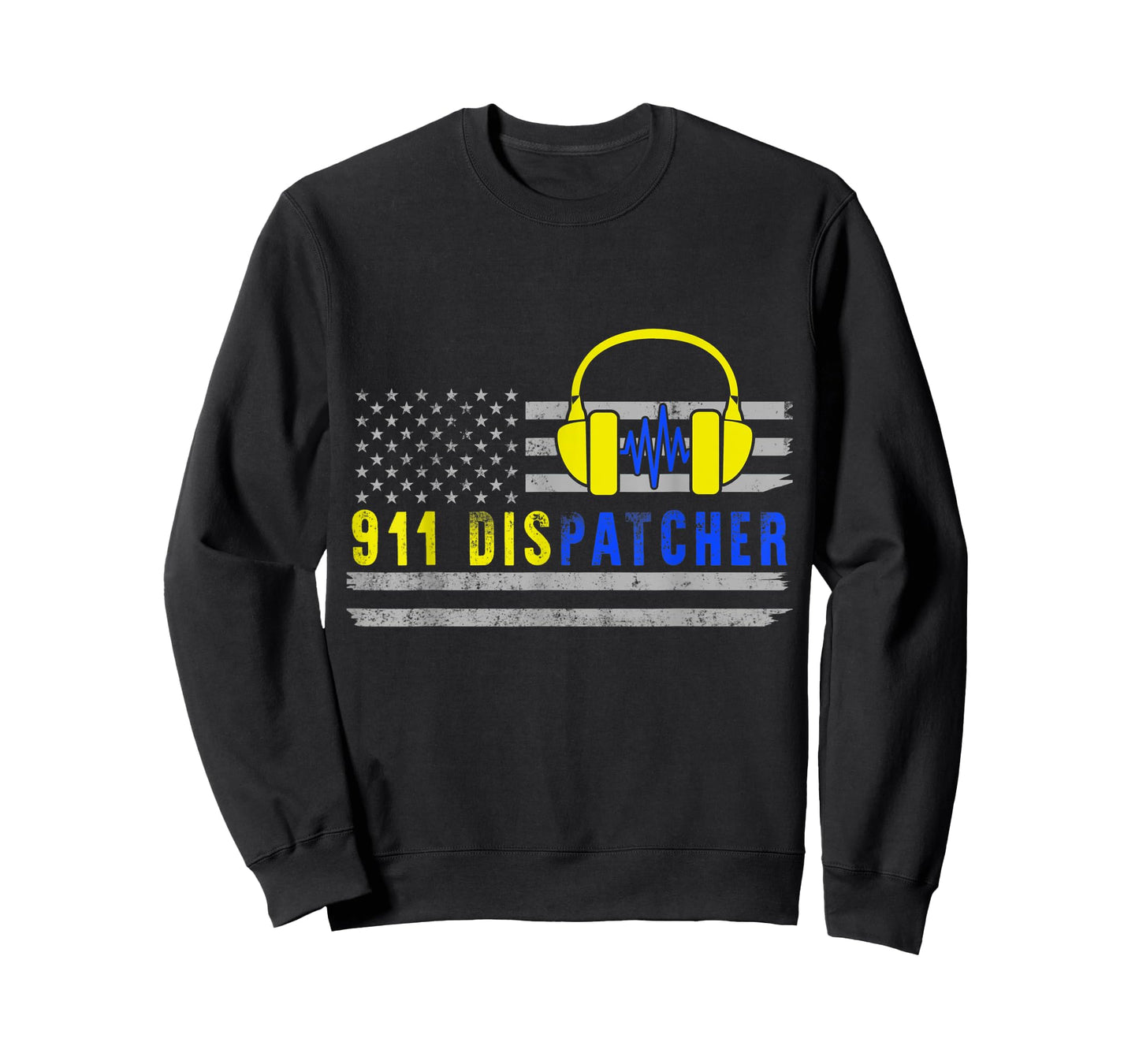 911 Dispatcher USA Yellow Thin Gold Line Flag Christmas Gift T-Shirt