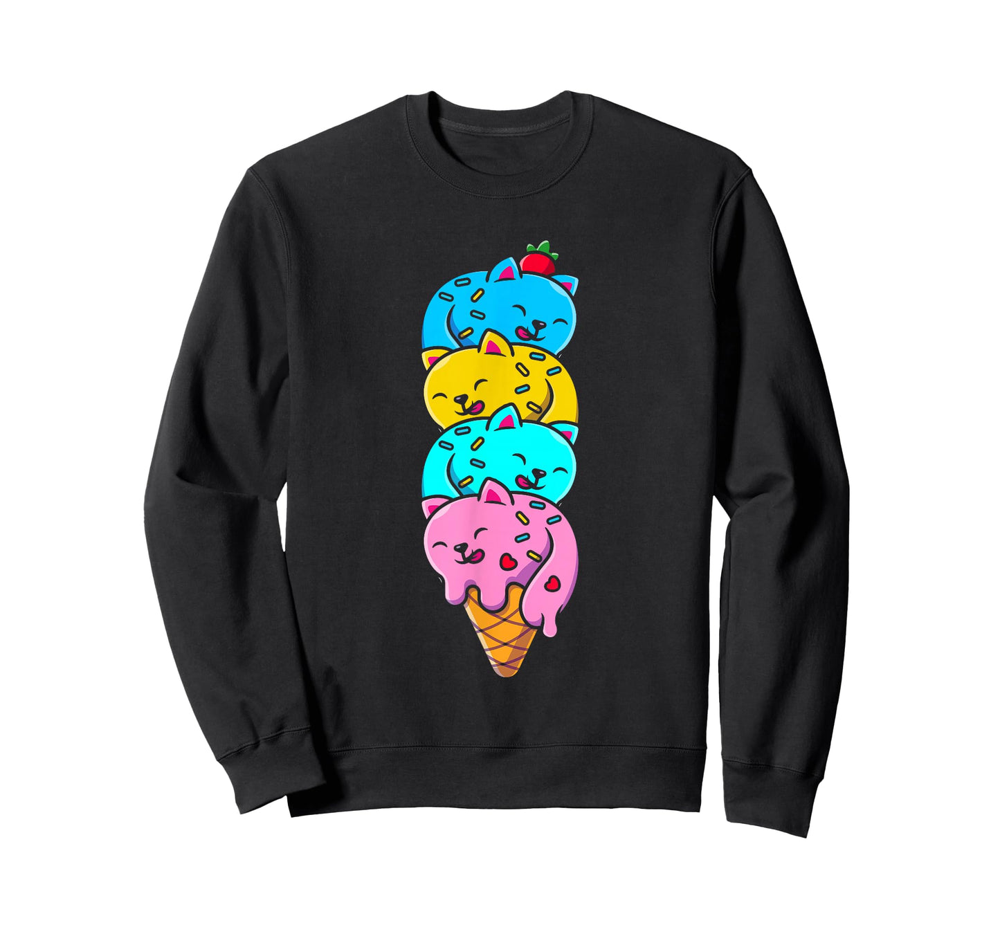 Cat Funny Cute Cat Ice Cream Woman Cute Men Kids T-Shirt