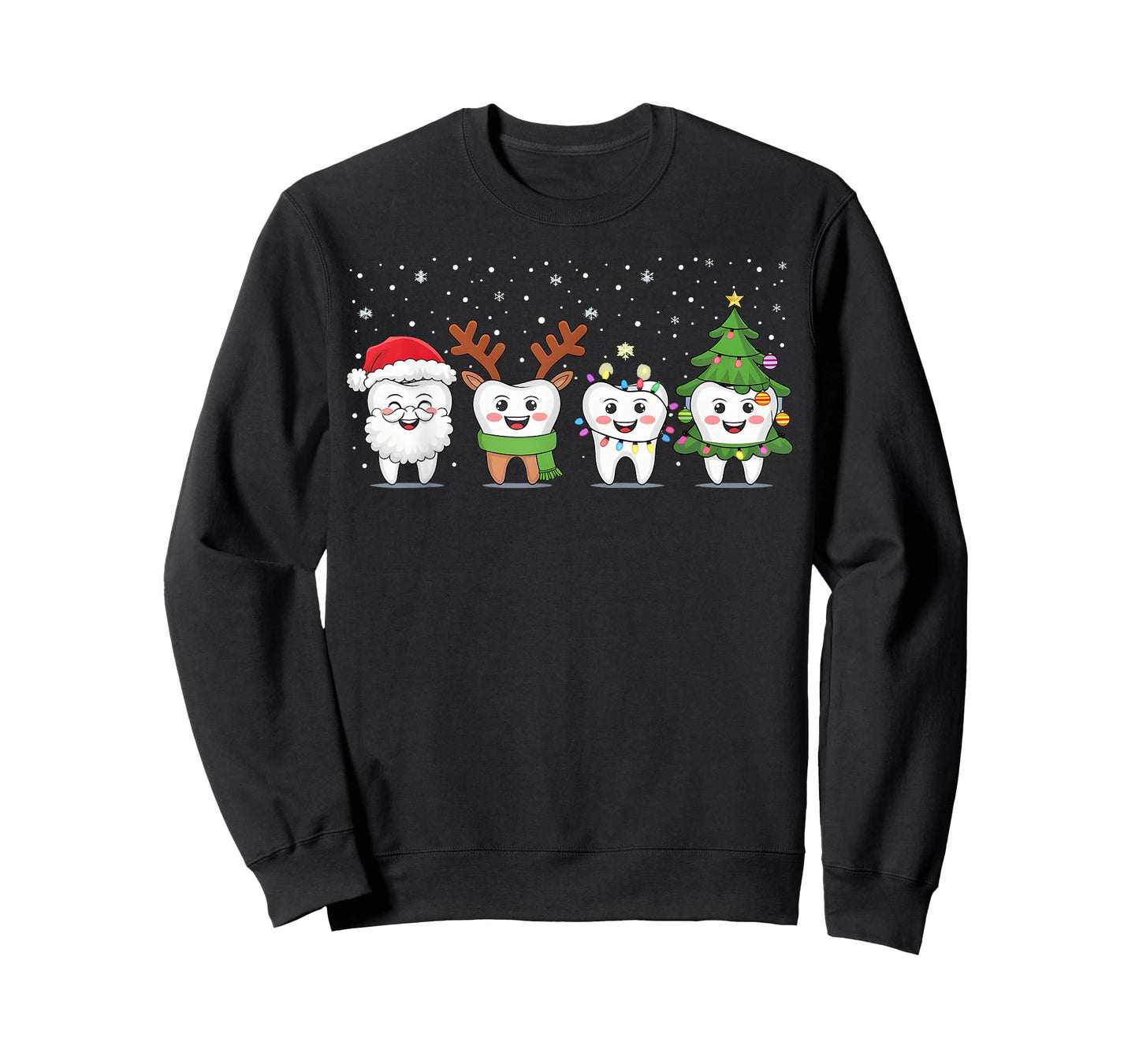 Cute Christmas Dental Tooth Characters Fun Holiday Dentist T-Shirt