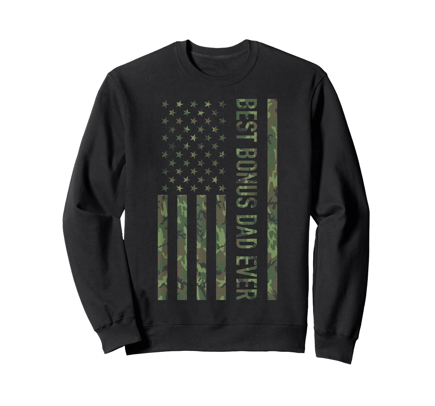 Best Bonus dad Ever US American Military Camouflage Flag T-Shirt